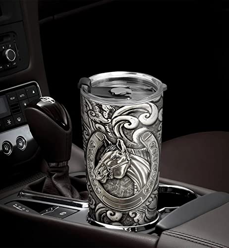64Hydro 20Oz Viking Gifts For Men, Norse Mythology Gifts, Valentines Day Gifts For Him, Horse Gifts For Men, Women, Girls, Inspirational Metal Horse Tumbler Cup, Insulated Travel Coffee Mug With Lid #TOP4