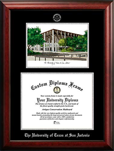 Campus Images NCAA Texas San Antonio Roadrunners Unisex Silver Medallion Frame University of Texas, San Antonio 14w x 11h Silver Embossed Diploma Frame Lithograph, Brown, One Size