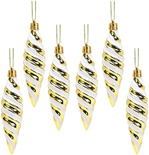 Christmas Concepts® Pack of 6-110mm Large Spiral Shaped Baubles - Shiny & Glitter Decorated - Christmas Tree Decorations (Copper)