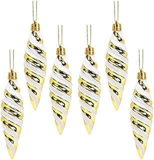 Christmas Concepts® Pack of 6-110mm Large Spiral Shaped Baubles - Shiny & Glitter Decorated - Christmas Tree Decorations (Ice Blue)