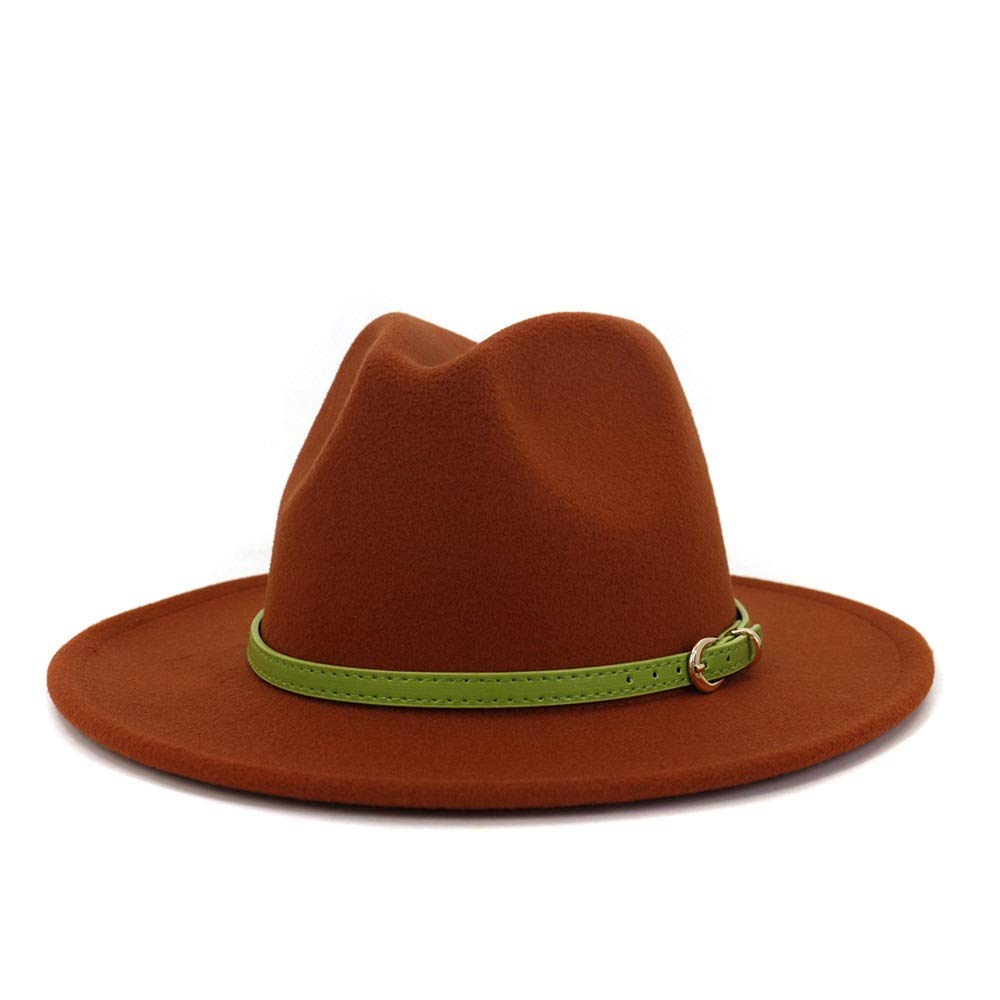 LLPBUA-CZAPKA Nowa Wiosna Lato Jesień Zima Elegancki Kapelusz Fedora Płaski Top Szeroki Rondo Fedora Bawełniany Damski Filcowy Turban Kapelusz Pas Młodzieżowy (Kolor: Magenta, Rozmiar: 59-60cm)