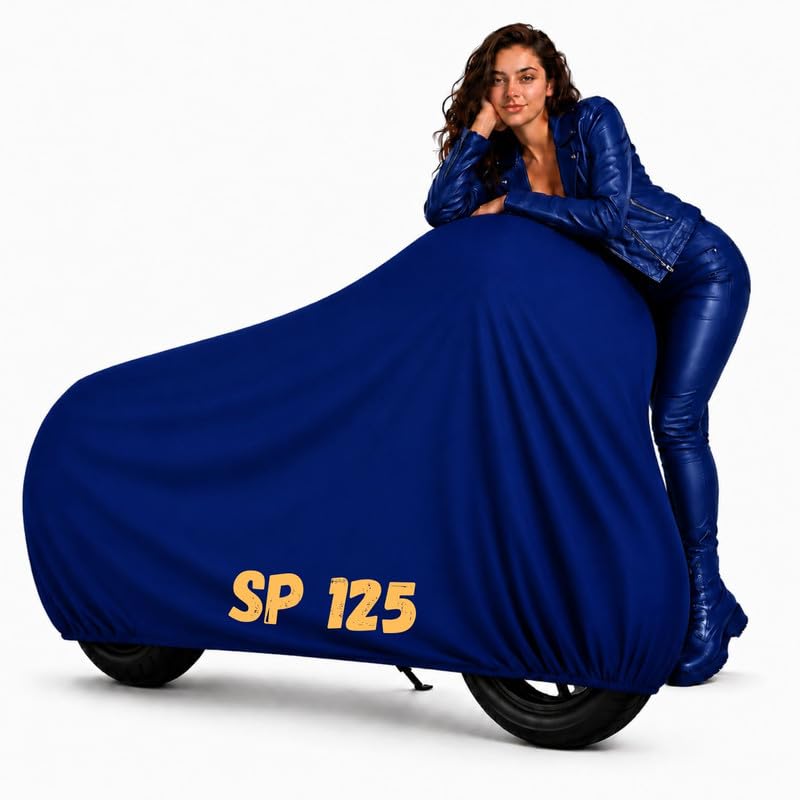 Image of Puroma Waterproof Bike Cover Compatible with SP 125| All Weather Protection from Rain, Dust, & Scratches with Mirror Pockets & Buckle Belt, Blue