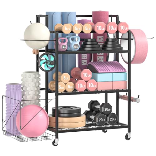 Glocryp Dumbbell Rack, Utility Weight Storage Racks, Home Gym Storage for Dumbbell Set，Kettlebells，Yoga Mat and Workout Equipment