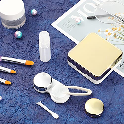 2 Pièces Mini Étui de Lentilles de Contact de Voyage avec Miroir Conteneur de Lentilles de Contact Portable Kit de Voyage Étui à Lentilles de Contact Simple avec Capuchons L et R Rose et Or - Image 8