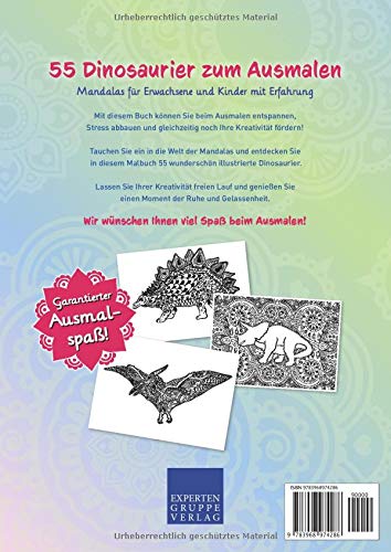 Mandala Malbuch Dinosaurier: 55 tierische Motive (Motiv Dino) zum Malen für Erwachsene und Kinder – Tiere als Mandala – Entspannung und Stressabbau durch Ausmalen (Mandala Malbücher Tiermotive) Taschenbuch – 14. März 2021 - Image 3