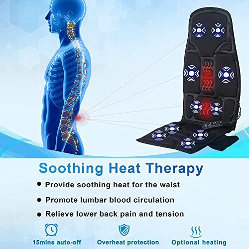 Back Massager Chair Pad With Heat, Vibration Massage Seat Cushion With 10 Vibration Nodes, Massage Chair Pad For Office And Home, Release Back Pain, Stress And Fatigue #TOP3