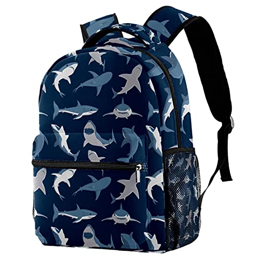 Sac à dos voyage requin avec porte-bouteille pour ranger le goûter