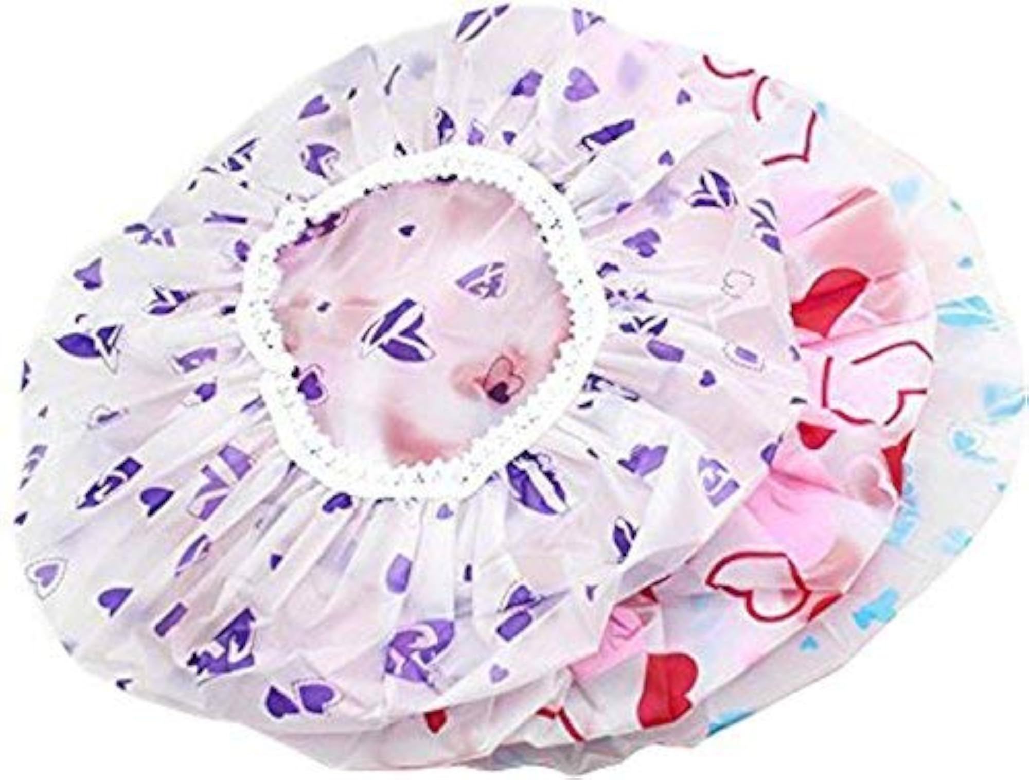 Multicolour Waterproof Elastic Band Plastic Reusable Shower Caps