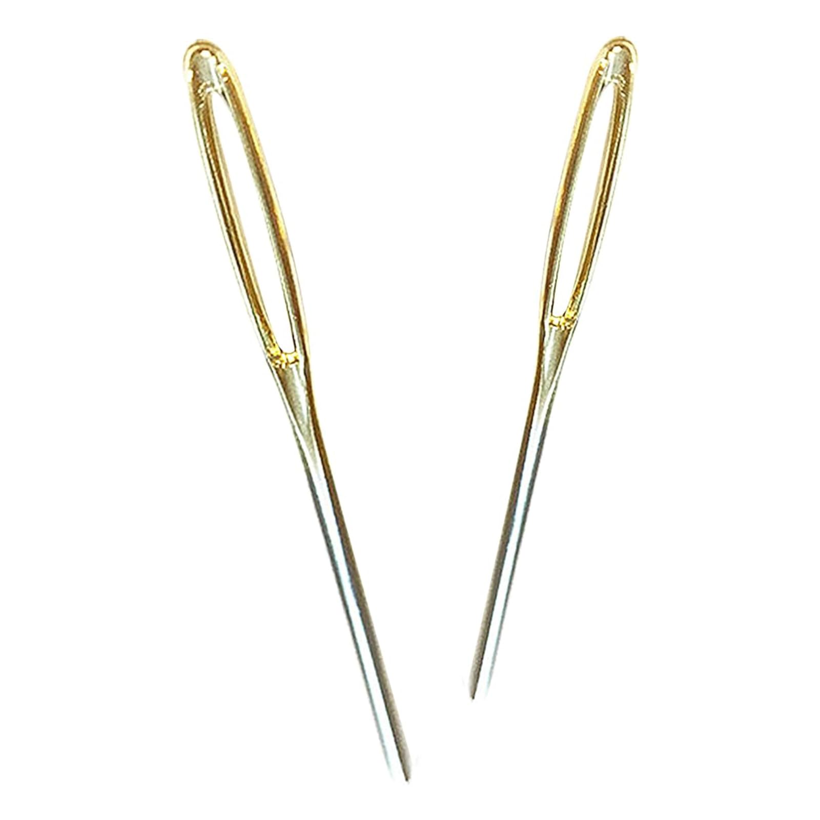 2 Pieces Gold Large Eye Blunt Needles,Sewing Needle,Darning Needles for Wool,Steel Yarn Darning Tool for Hand Knitting,Home Crafting,Sweater Repairs,Crochet & Thick Wool Sewing (6cm 7cm)