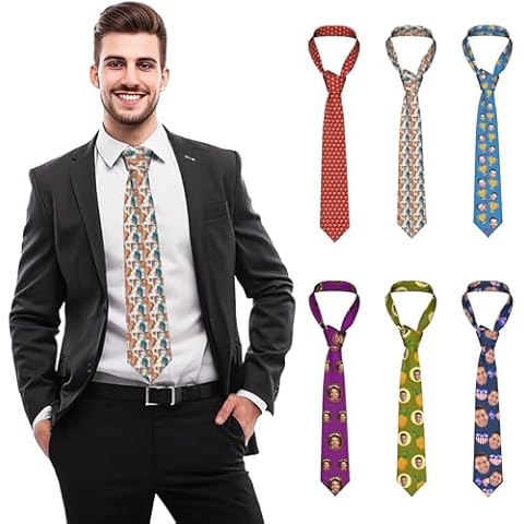xeqgp Custom Tie Personalized Neck Tie with Photos Create a Unique Gift with Custom Face Tie for Father's Day, Birthday, Wedding Cover