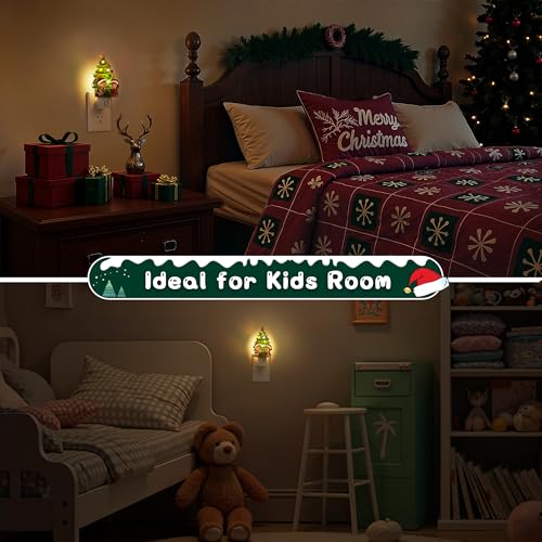 L LOHAS Christmas Tree & Snowman Night Light, 3000K Warm White Plug-in Resin Nightlight with 360° Rotatable Plug, Holiday Home & Kids Room Decor, 1 Pack — view 5
