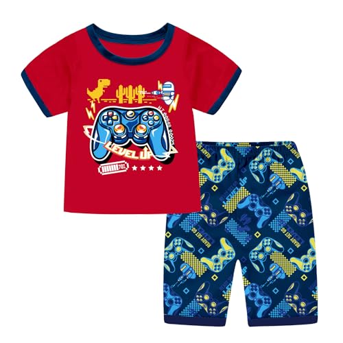 Image of Boys' Short Set Cotton Graphic Gamer Shorts Tracksuits Outfit Set 4pcs Big Kids Short Sleeve Game Controller Clothes (4MixGame, 12 Years)