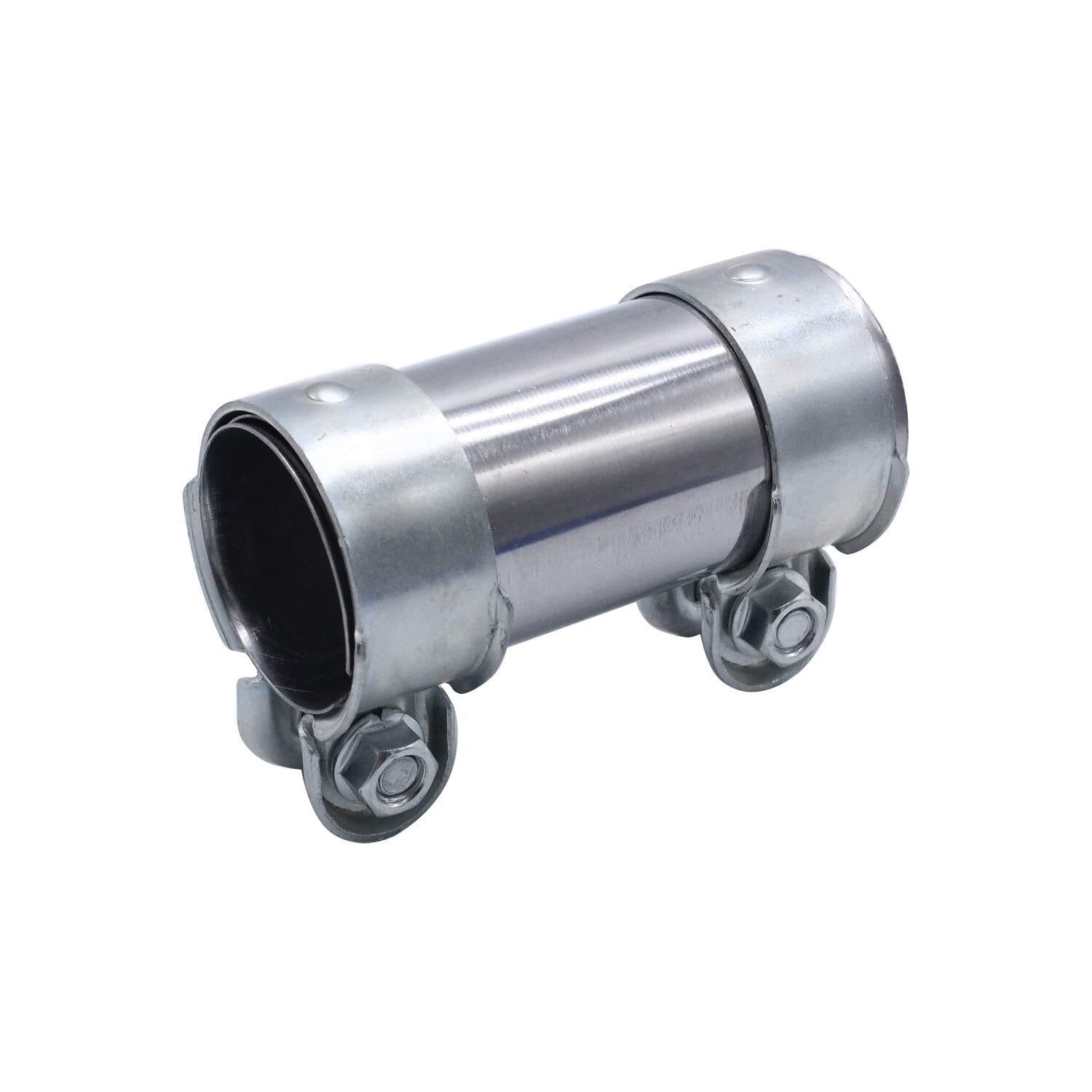 Conector de Tubo de Escape Doble Abrazadera - Ø 55 mm x 125 mm, Acero Galvanizado Anti-Corrosión(Ø 50 mm x95 mm)