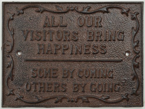 Cast Iron Indoor / Outdoor Plaque - All Our Visitors Bring Happiness