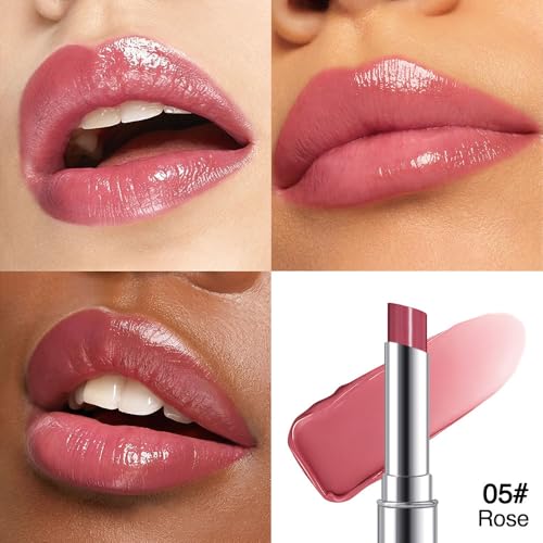 Image of Rose Pink Honey Tinted Lip Balm for Women, Hydrating Lip Oil Stick Lip Gloss Lipstick for Mature Skin, Sheer Lightweight Moisturizing Lip Tint Balm with Natural Shine, Vegan & Cruelty-Free