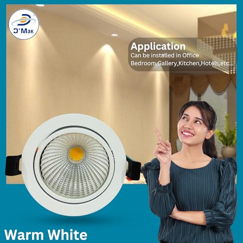 Image of D'Mak Moveble LED COB Light | Recessed LED Ceiling Light for Indoor Lighting | Warm White Color | Aluminium Body (4, 18 Watt)