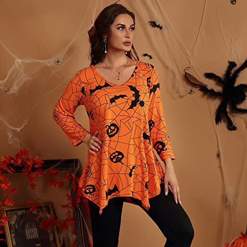 LARACE Plus Size Tops for Women Tunic Asymmetrical Dress Shirts 3/4 Sleeve V Neck Flowy Ladies Clothes for Leggings3