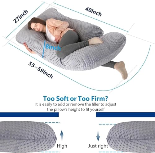 Image of Pregnancy Pillows for Sleeping, U Shaped Full Body Maternity Pillow for Pregnant Women with Removable Cooling Cover, Support for Back, HIPS, Legs, Belly, 57 Inch, Black