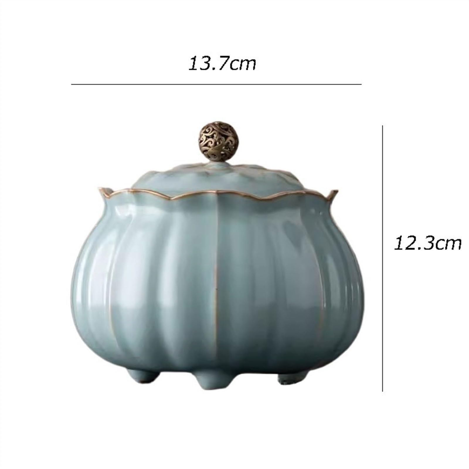 Lata de té Recipiente for té de cerámica Estilo Chino RU Kiln, Caja Vintage, almacén, Tarro Almacenamiento Gran Capacidad Carrito de té(A)