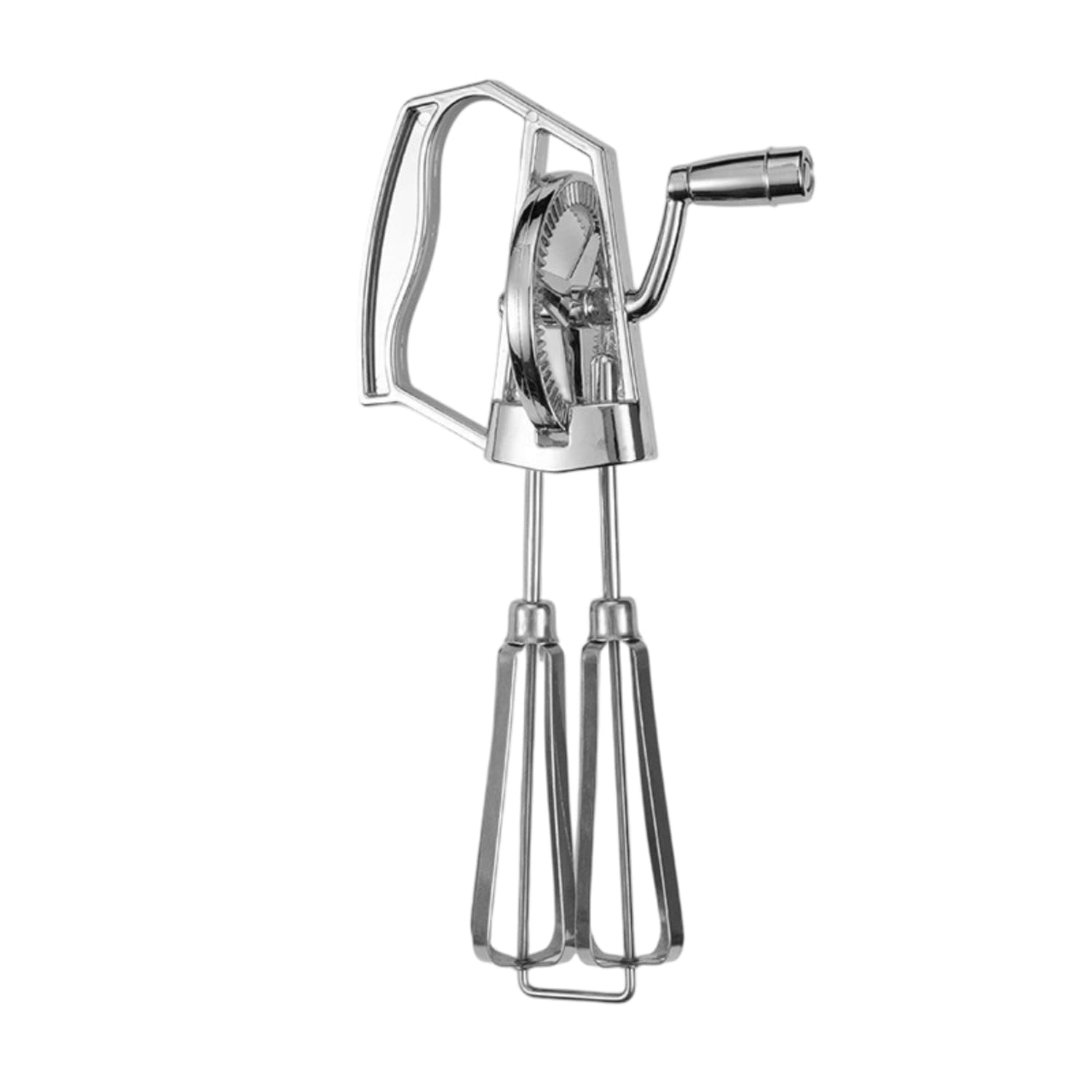 Electroplated Stainless Steel Rotary Egg Beater Polished Finish Hand Crank Egg Beater Geared Rotary Hand Whisk Compact, S-image-3