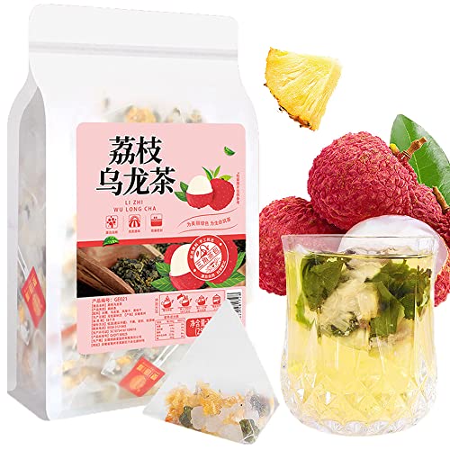 Plant Gift Litchi Oolong Tea Bags 5.29oz (3g*50bags), té oolong, piña seca, litchi seco, natural puro de china, té mixto saludable, combinación de té de flores 150g 荔枝乌龙茶
