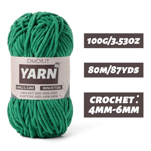 Image of Fluffy Chenille Yarn for Crocheting - Baby Yarn for Crocheting Soft Blanket - 3 Pack of 100g /(87.4yds) Crochet Amigurumi Chunky Yarns - Super Bulky 5 Velvet Yarns (3 Green)