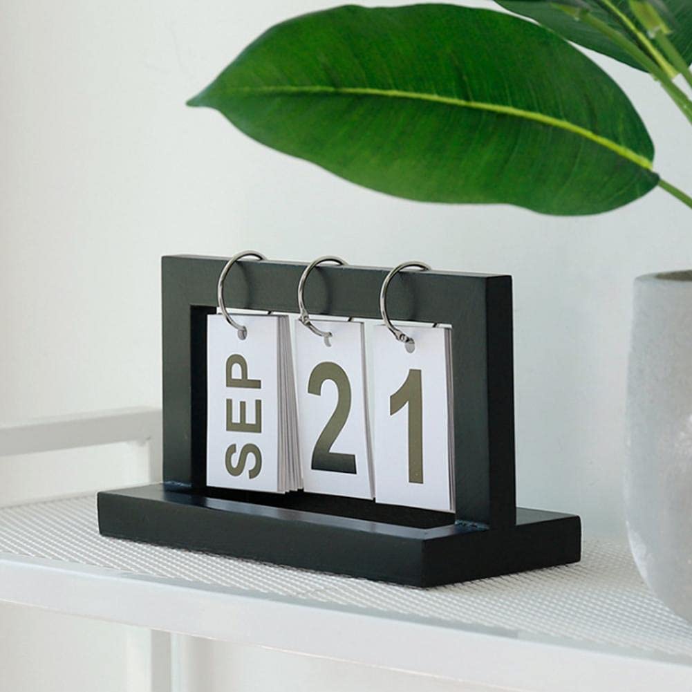 Decorazioni da Tavolo Calendario in Legno con Flip Calendario Memo Agenda giornaliera Planner Home Office Agenda annuale Planner Calendario Decorazioni da Tavolo Ornamenti Ornamento da Tavolo