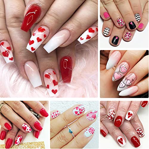 Loveourhome 7Pc Valentine Nail Stamping Kit Flower Butterfly Lace Geometric Nails Stamp Plate Template Stencil Manicure Fingernails Diy Design Tools With Clear Stamper Scraper For Women Kids Gilrs #TOP7