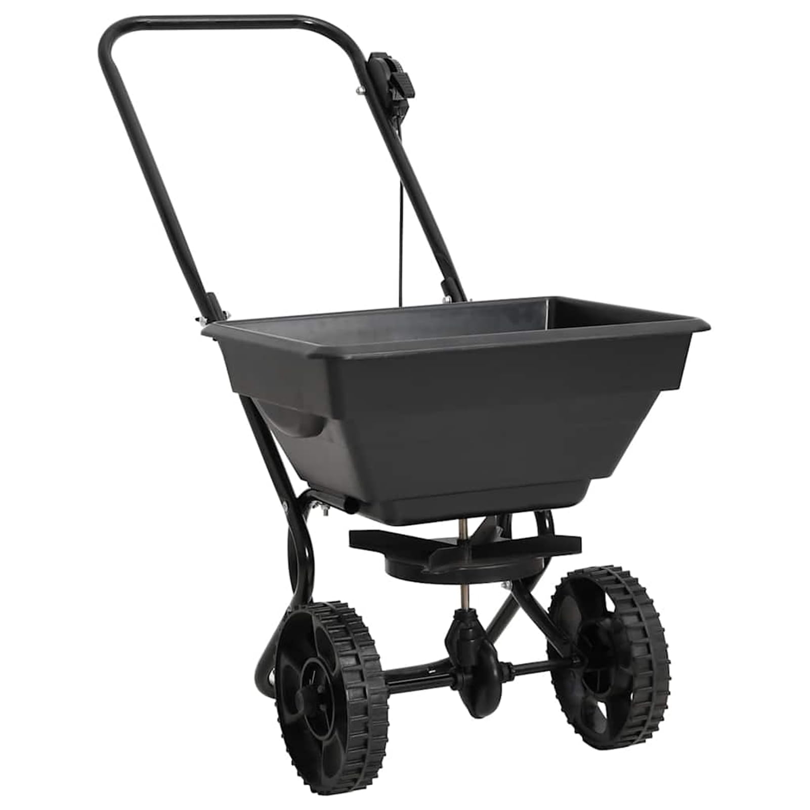 Gecheer Spargisale manuale, spargitore per sale e semi, tramoggia in PVC, telaio in acciaio 80x46x75 cm 15L, per giardinaggio e manutenzione invernale