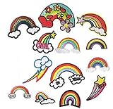 ulricar 13PCS Rainbow Clouds Embroidered Applique Patches Sew On/Iron On Badge Motif Applique Stickers for Clothing Backpack Caps Rainbow Accessories Self-Adhesive Embroidered Stickers (YFqy8)