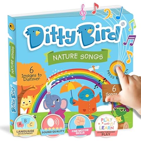 Ditty Bird Musical Books for Toddlers | Fun Children's Nursery Rhyme Book | Rain, Rain, Go Away Book with Sound | Interactive Toddler Books for 1 Year Old to 3 Year Olds | Sturdy Baby Sound Books Cover