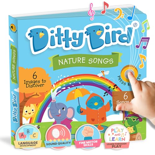 DITTY BIRD Nature Songs: Mi Primer Libro de Sonido Interactivo con 6 Canciones para Aprender inglés Mientras te diviertes. Juguete Educativo bebés y niños a Partir de 1 año.