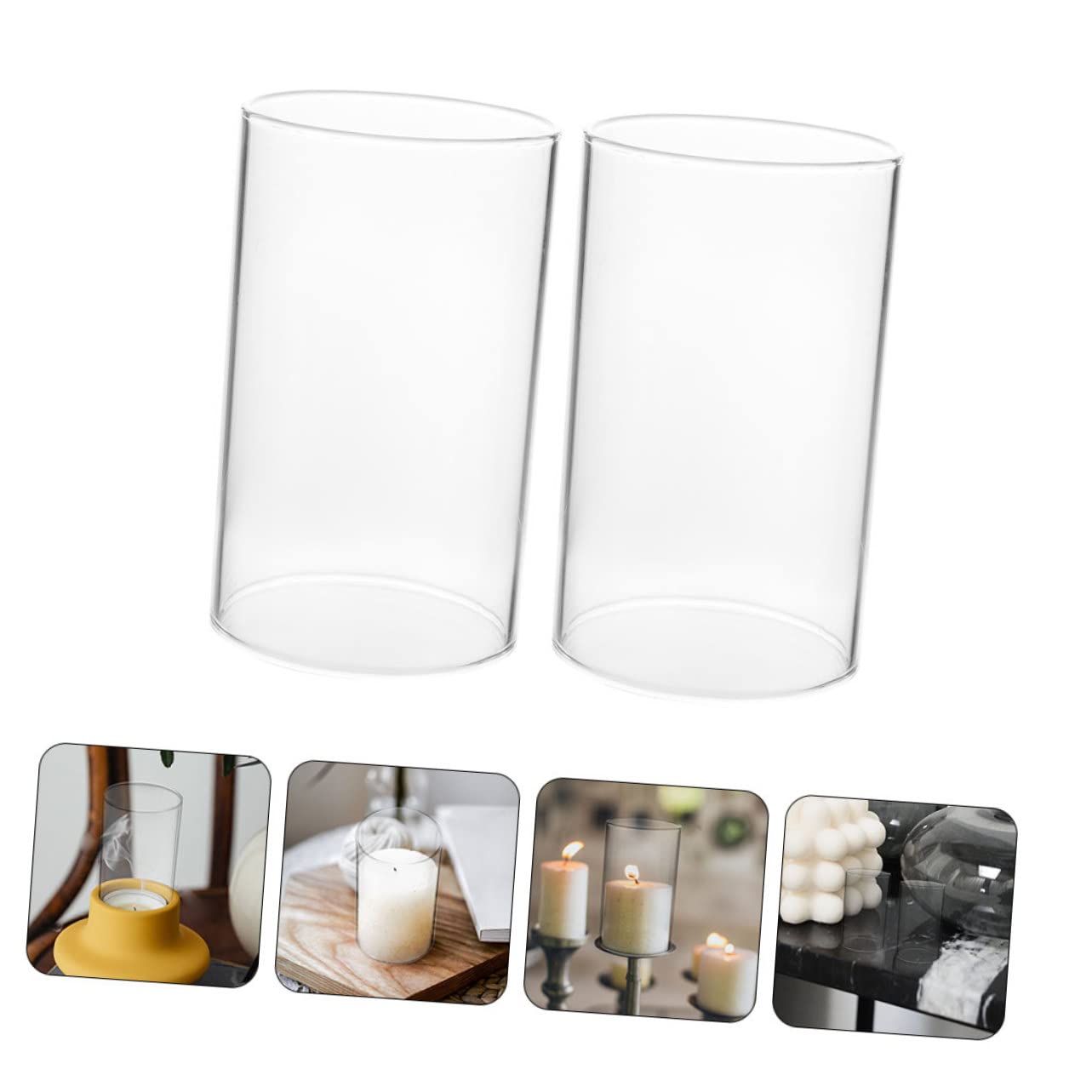 Angoily Lot De 2 Bougeoirs Décoratifs En Verre Cloche Pour Bougies - Accessoire Maison Élégant