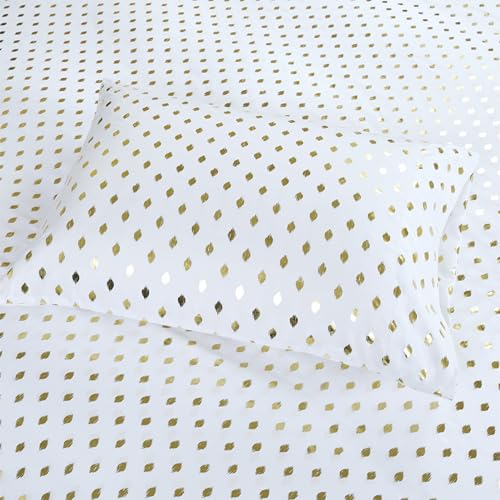 Ergode Printed Sheet Set - Elegant and Glamorous Bedding with Metallic Ikat-Style Dot Print - Soft Microfiber Fabric - Fits Mattresses up to 16 Inches - OEKO-TEX Certified for Comfort and Well-being - Thumbnail 2
