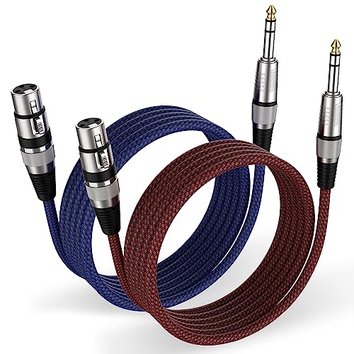 Câble XLR femelle vers TRS 6,35 mm anti-interférences en nylon tressé pour studio d'enregistrement