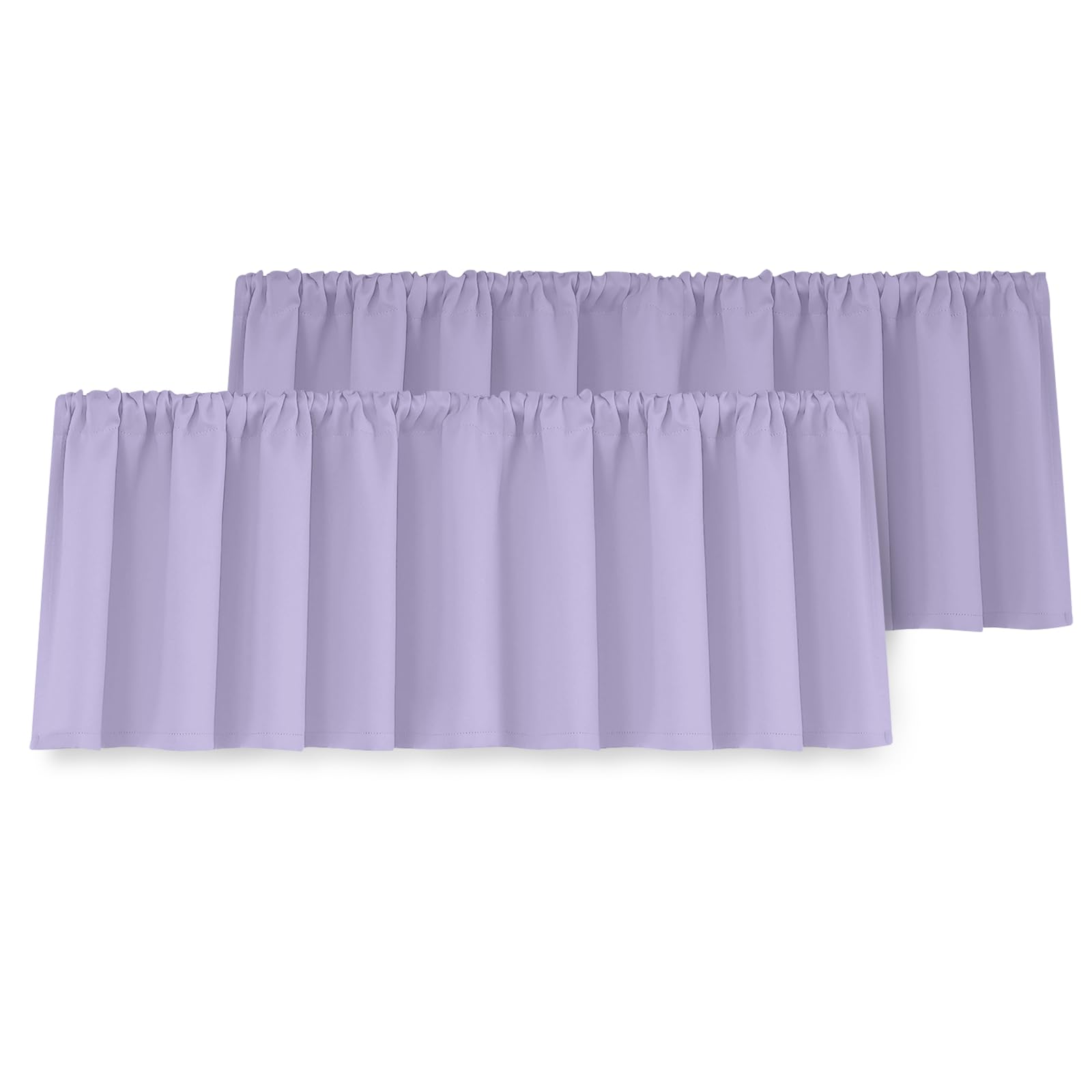 Yakamok 2 Panels Lilac Blackout Curtain Valances for Kitchen Windows/Bathroom/Living Room/Bedroom Privacy Decorative Rod Pocket Short Window Valance Curtains, 52" W x 18" L，Lavender Purple