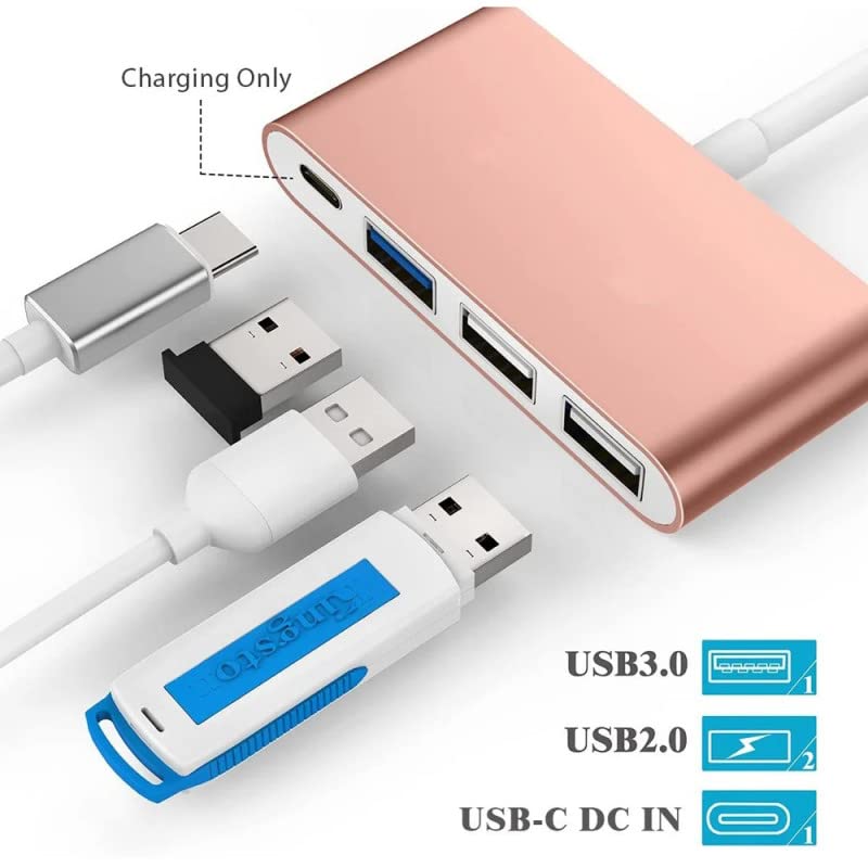 Image of eller sante USB Type C Hub QUARDO 4IN1 Multi Port USB 3.0 High-Speed Adapter Connector (5GBPS) Data Transfer Converter Extension Compatible with MacBook Air Pro, Laptop & Other Type C Devices
