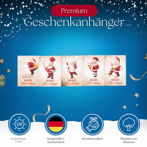 Edition Colibri Gift Tags for christmas approx. 2 x 3 inches, 5 Funny Santa Designs 5 Pieces Each, Brown, 52mm x 74mm - Image 4