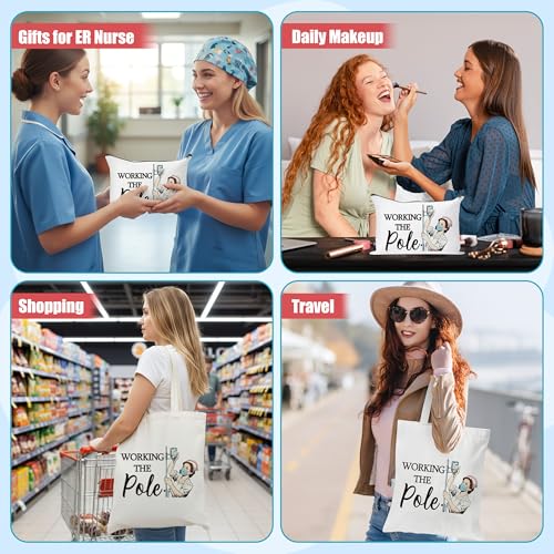 Image of Y1tvei Canvas Bags Gifts, Tote Bag with Makeup Pouch, Birthday Party Favors