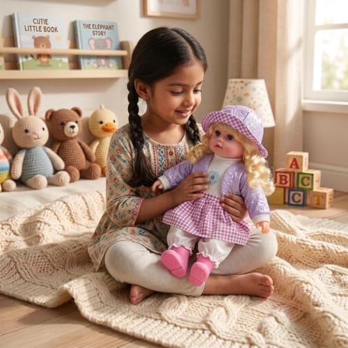 Image of Musical Baby Doll Toy for Kids - Soft Plush Talking & Singing with Touch Sensor, Interactive Baby Boy & Girl Doll in Colorful Dress,Gift Toy (Princess Dress Doll)