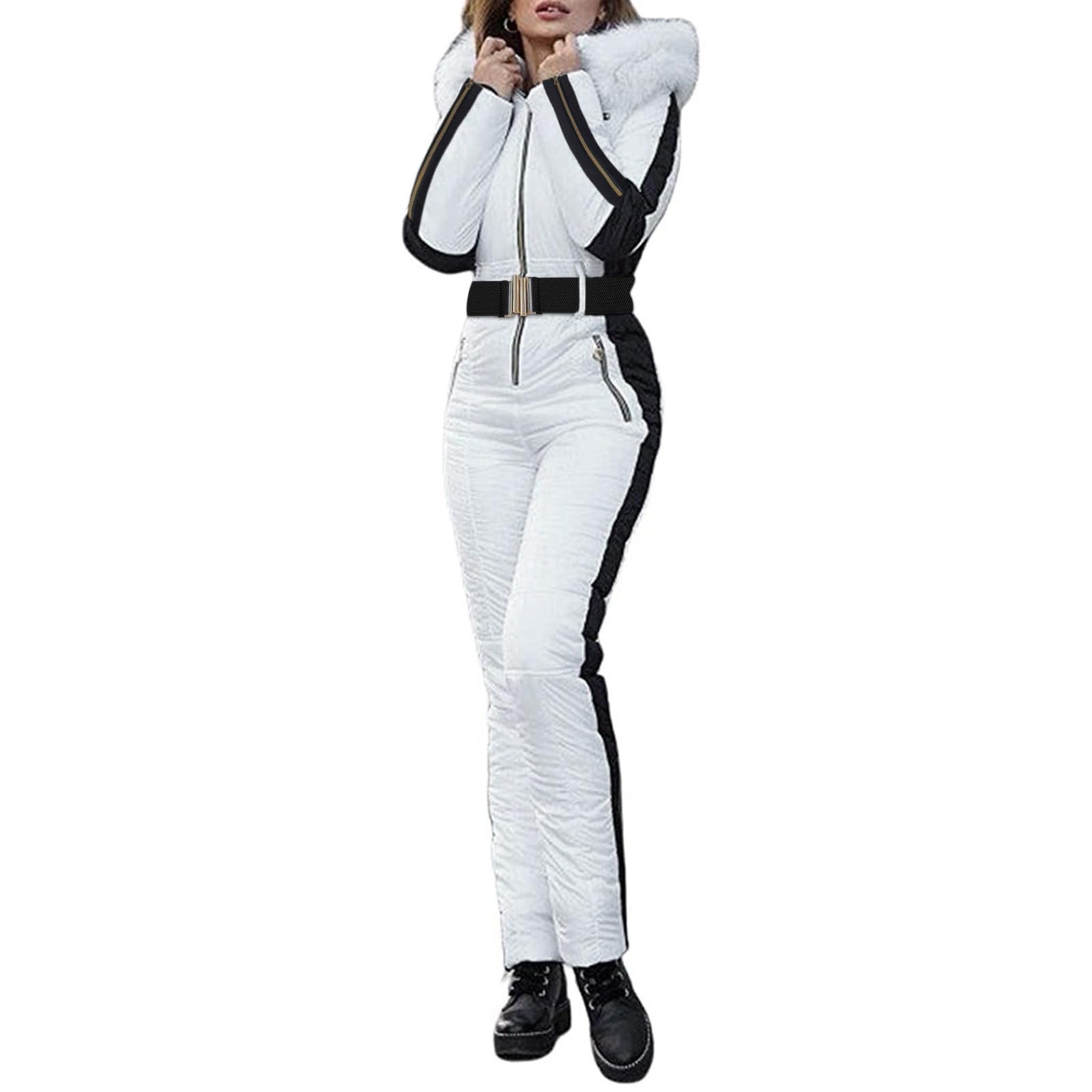 Womens Ski Suit Waterproof Windproof Snowsuit For Women Uk, Winter Warm All In One Ski Suits Outdoor Sports Jackets One Piece Softshell Coat Jacket Outdoor Skiing Snowboarding Coat Jumpsuit