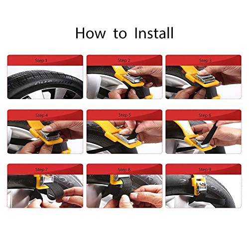 Autoreifen Schneeketten, TOTMOX 8 Stück Auto TPU Schneekette Universal Schnellmontage, für Reifenbreite 165-285mm/6,5-12, Winter Reifenketten für LKW/SUV/ATV, Tragbare Reifen Schneekrallen