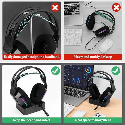 Image of GEEKRIA Headphones Charging Stand for Logitech G733 Lightspeed Wireless Gaming Headset, 3D Printed Resin Magnetic Dock, Gaming Headset Base (Black)