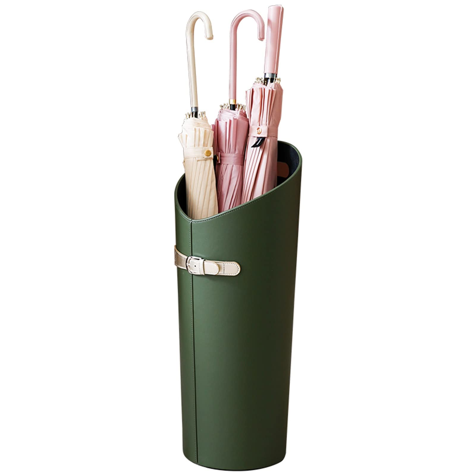 Porte-parapluie en cuir vert contre les sols mouillés avec bac amovible