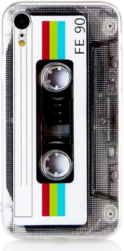 FAteam - Carcasa trasera suave resistente con acabado mate, con TPU suave, carcasa de cinta de casete retro compatible con iPhone XR