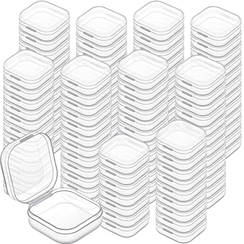 Image of Jetec 120 Pieces Mini Plastic Clear Beads Storage Containers Box for Collecting Small Items, Beads, Jewelry, Business Cards, Game Pieces, Crafts (1.4 x 1.4 x 0.7 Inch)