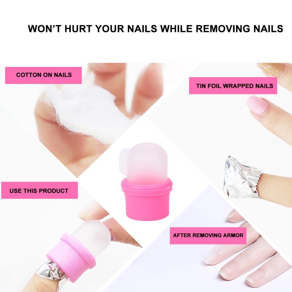 POPETPOP 20Pcs Nail Soaker Covers Reusable Nail Polish Removing Caps for Gel Polish Removal Comfortable Manicure Tools for Home and Salon Use