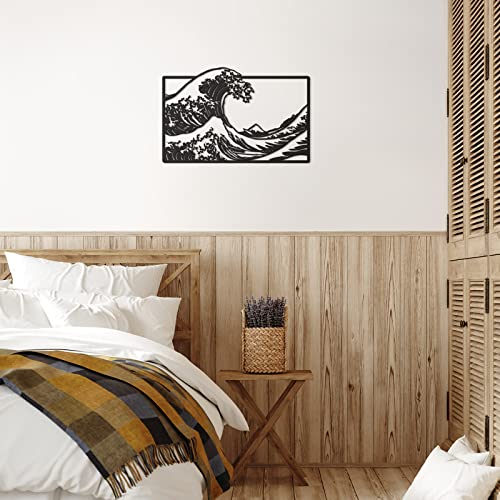 Therwen Metal Wave Wall Decor Minimalist Wall Art Black Wave Seascape Metal Wall Art Modern Abstract Coastal Metal Wall Art For Bedroom Living Room Bathroom, 15.7 X 10.2 Inch #TOP5