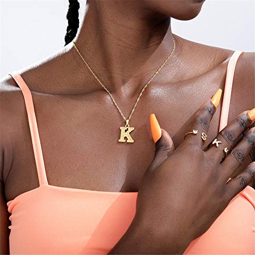 Kelistom Initial Necklace For Women Men Girls Boys, Gothic 14K Gold Plated 26 Letters Pendant Necklace, Figaro Paperclip Chain With Extension #TOP5