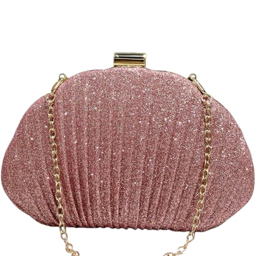 Image of Glitter Seashell Evening Clutch Purse Mini Chain Shoulder Bag Acrylic Shell Pearl Crossbody Bag